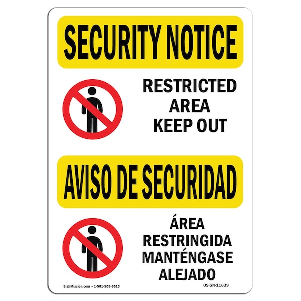 Sign, 3.5" H, 5" W, Restricted Area Keep Out, Landscape, SN-D-35-L-11639-10PK